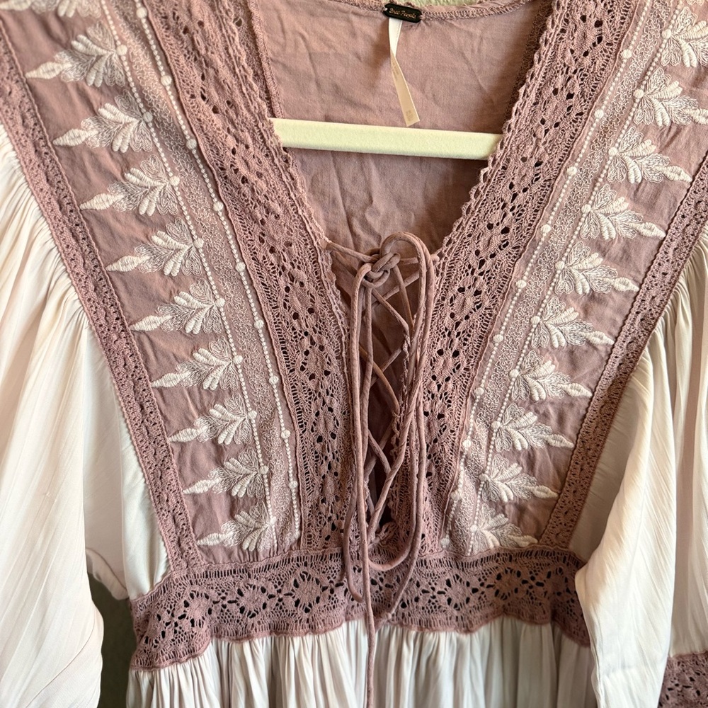 NWT Free People Lace Embroidered Boho Mini Dress Beachy Spring Feminine - Picture 4 of 14